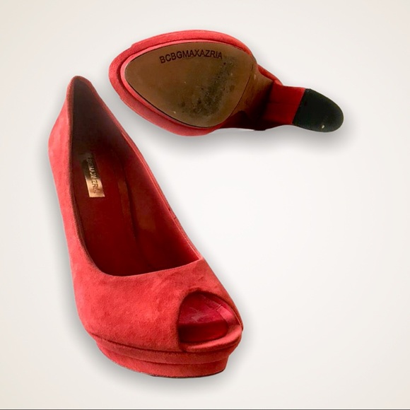 BCBG platform and heels, in tomato red suede! - Picture 4 of 5